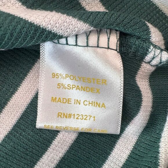 Womans Juniors Green & White Striped Fitted Short Sleeve Ribbed Tee Size Medium - Picture 6 of 10